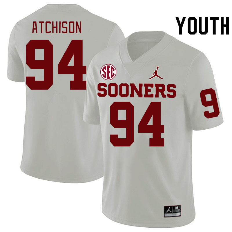 Youth #94 Mari Atchison Oklahoma Sooners 2024 SEC Conference College Football Jerseys-White